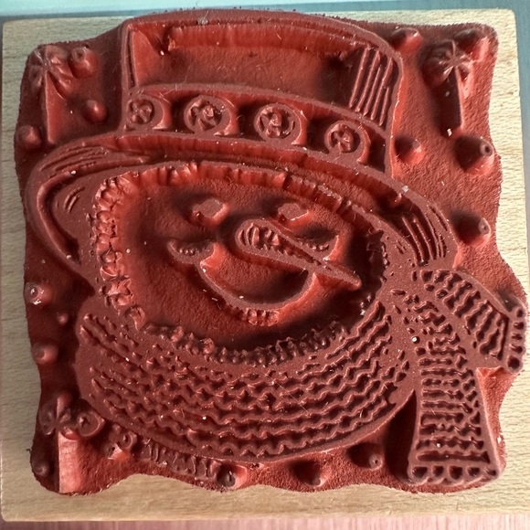 Snowman Face C, Wood Mounted Rubber Stamp NORTHWOODS - NEW, CC7666 2” x 2” - Picture 3 of 3